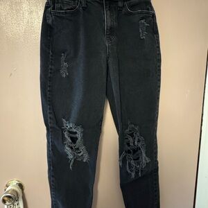 Black Distressed Boyfriend Jeans for Women